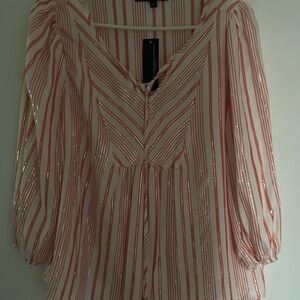 Adreine vitadini top, silver peach and white stripes size small